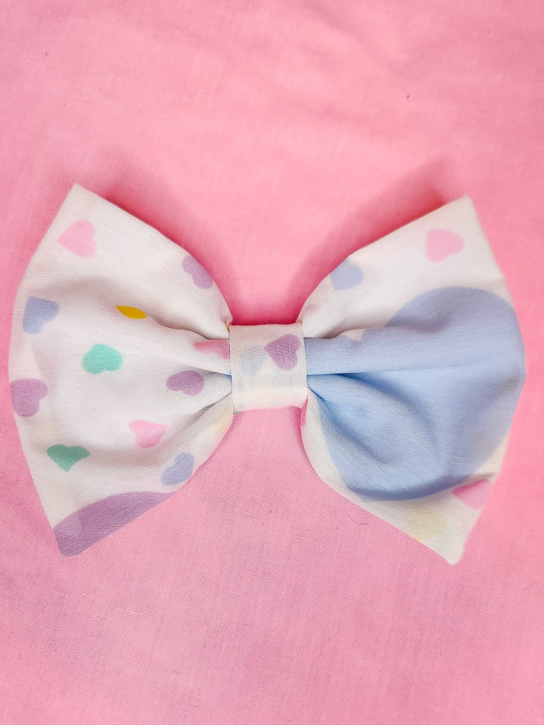 Pastel rainbow heart hair bow, kawaii fairy spank kei
