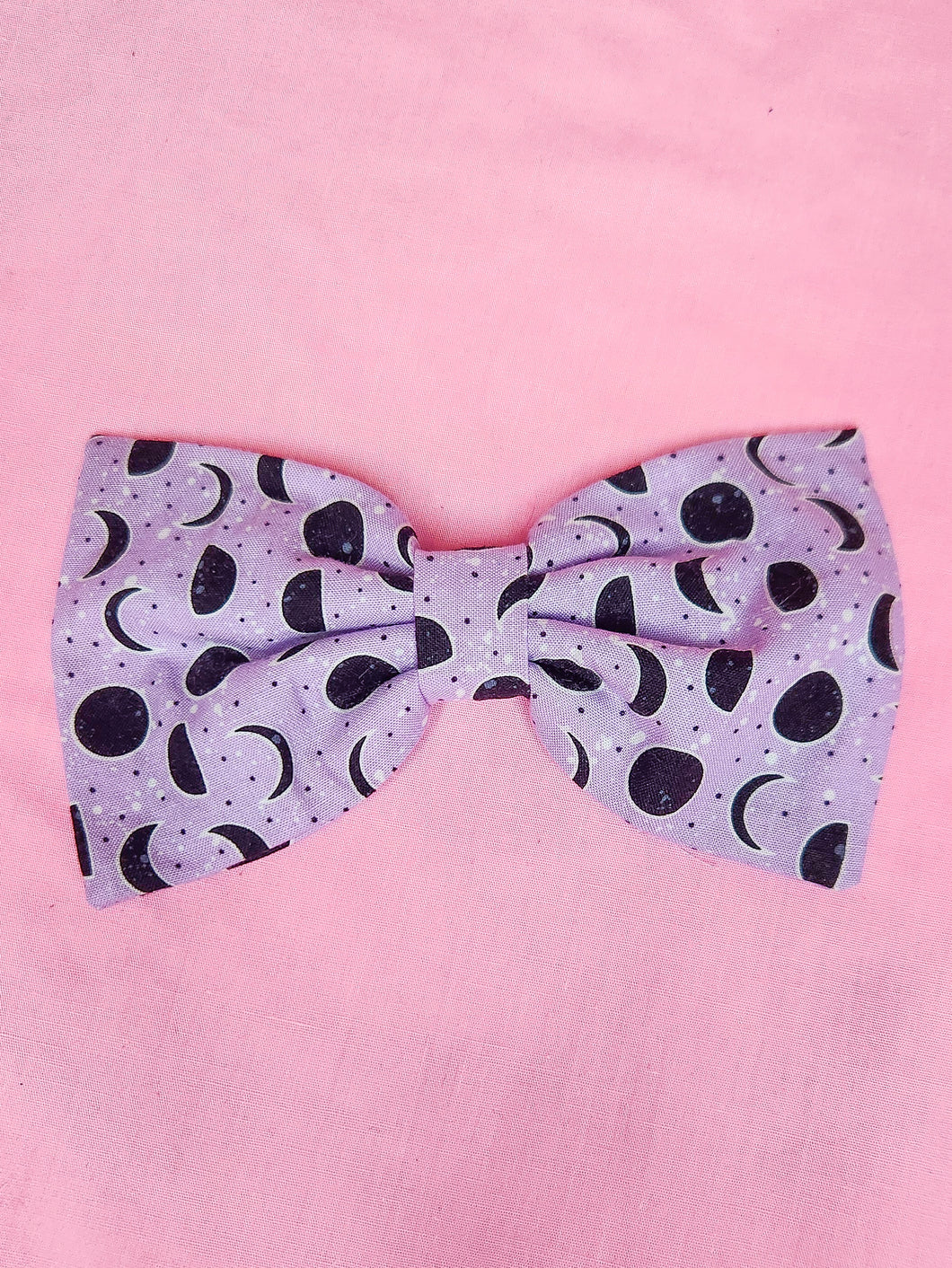 Lavender/black moon phase hair bow, kawaii Halloween pastel goth