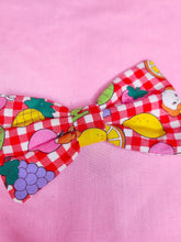 Load image into Gallery viewer, Red gingham check fruit hair bow, retro kitschy animal Showa era
