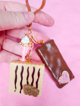 Load image into Gallery viewer, Hime gyaru chocolate key chain trinket, sweet lolita bag charm