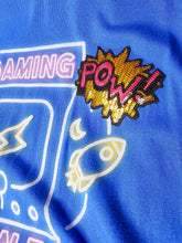 Load image into Gallery viewer, Arcade Gaming Zone t-shirt dress, retro soda sequin french fries, size 2X