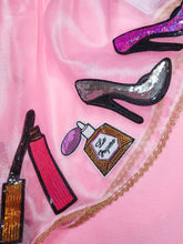 Load image into Gallery viewer, Makeup and shoe counter organza dress, sequin applique retro mall size XL