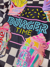 Load image into Gallery viewer, Mall food court jacket, black and white checkered sequin applique, size Medium/Large