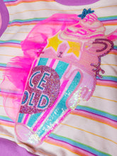 Load image into Gallery viewer, 80's pastel stripe slushy top, fairy spank kei sequin size Medium