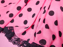 Load image into Gallery viewer, Hot pink/black polka dot skater skirt, 80s fairy spank kei decora, size Large