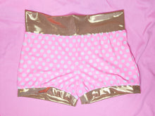 Load image into Gallery viewer, Hot pink gold polka dot crop top/hotpants set, 80's fairy spank kei size XL/2X