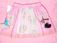Load image into Gallery viewer, Pink polka dot teddy bear skirt, 80s fairy spank kei, size Medium