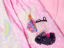 Load image into Gallery viewer, Pink polka dot teddy bear skirt, 80s fairy spank kei, size Medium