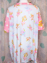 Load image into Gallery viewer, Blue ballerina boxy top, 90s ruffle carousel merry go round shirt size Large