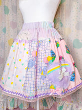 Load image into Gallery viewer, Pastel patchwork skirt, 80s fairy spank kei, rainbow bunny balloon size Large