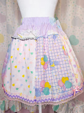 Load image into Gallery viewer, Pastel patchwork skirt, 80s fairy spank kei, rainbow unicorn size Small