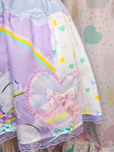 Load image into Gallery viewer, Pastel patchwork skirt, 80s fairy spank kei, rainbow unicorn size Small