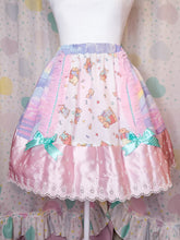 Load image into Gallery viewer, Pastel rainbow teddy bear skirt, 80s fairy spank kei, size Medium