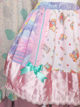 Load image into Gallery viewer, Pastel rainbow teddy bear skirt, 80s fairy spank kei, size Medium