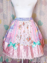 Load image into Gallery viewer, Pastel rainbow teddy bear skirt, 80s fairy spank kei, size Medium