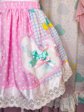 Load image into Gallery viewer, Bunny balloon pink polka dot skirt, 80s fairy spank kei, size XL