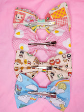 Load image into Gallery viewer, Fried egg hair bow, fairy spank kei, pink grid retro