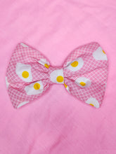 Load image into Gallery viewer, Fried egg hair bow, fairy spank kei, pink grid retro
