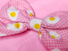 Load image into Gallery viewer, Fried egg hair bow, fairy spank kei, pink grid retro