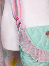 Load image into Gallery viewer, Mint green quilted purse, fairy spank kei mermaid shell