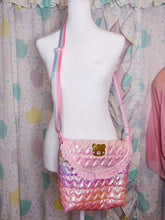 Load image into Gallery viewer, Pink iridescent heart quilted purse, fairy spank kei teddy bear