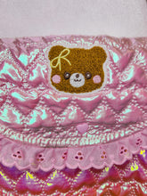 Load image into Gallery viewer, Pink iridescent heart quilted purse, fairy spank kei teddy bear