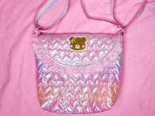 Load image into Gallery viewer, Pink iridescent heart quilted purse, fairy spank kei teddy bear