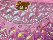 Load image into Gallery viewer, Pink iridescent heart quilted purse, fairy spank kei teddy bear