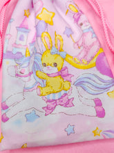 Load image into Gallery viewer, Bunnies and unicorns drawstring bag, fairy kei sweet lolita