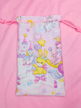 Load image into Gallery viewer, Bunnies and unicorns drawstring bag, fairy kei sweet lolita