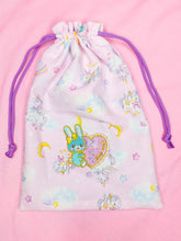 Load image into Gallery viewer, Unicorns and moons drawstring bag, fairy kei sweet lolita bunny pouch
