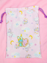 Load image into Gallery viewer, Unicorns and moons drawstring bag, fairy kei sweet lolita bunny pouch