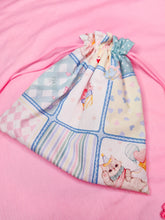 Load image into Gallery viewer, Bunnies and balloons drawstring bag, fairy kei sweet lolita pouch