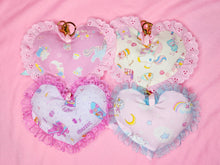 Load image into Gallery viewer, Retro 90s heart plush key chain trinket, fairy spank kei bag charm