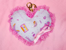 Load image into Gallery viewer, Retro 90s heart plush key chain trinket, fairy spank kei bag charm