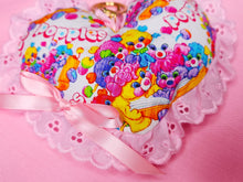 Load image into Gallery viewer, Popples heart plush key chain trinket, fairy spank kei bag charm 80s