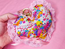 Load image into Gallery viewer, Popples heart plush key chain trinket, fairy spank kei bag charm 80s