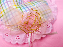 Load image into Gallery viewer, Rainbow lattice heart plush key chain trinket, fairy spank kei bag charm 80s