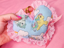 Load image into Gallery viewer, My Little Pony heart plush key chain trinket, fairy spank kei bag charm 80s