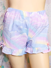 Load image into Gallery viewer, Pastel rainbow upcycled fairy spank kei ruffle shorts, 80s 90s size L XL