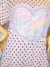 Load image into Gallery viewer, Pink black polka dot boxy top, pastel rainbow fairy spank kei t shirt size XL