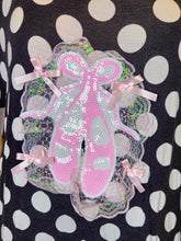 Load image into Gallery viewer, Black white polka dot boxy top, sequin ballet slipper fairy spank kei t shirt size 2X