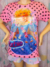 Load image into Gallery viewer, Pink black polka dot boxy top, 90s doll fairy spank kei t shirt size Large