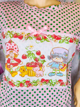 Load image into Gallery viewer, Pink green polka dot boxy top, Strawberry Shortcake fairy spank kei t shirt size Large