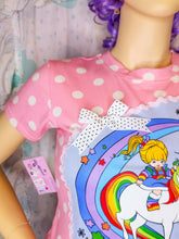 Load image into Gallery viewer, Pink white polka dot boxy top, Rainbow Brite fairy spank kei t shirt size Small