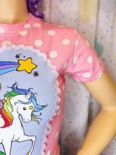 Load image into Gallery viewer, Pink white polka dot boxy top, Rainbow Brite fairy spank kei t shirt size Small