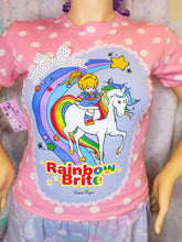 Load image into Gallery viewer, Pink white polka dot boxy top, Rainbow Brite fairy spank kei t shirt size Small