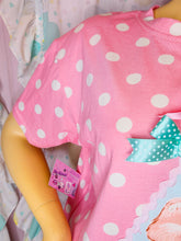 Load image into Gallery viewer, Pink white polka dot boxy top, Care Bears fairy spank kei t shirt size XL