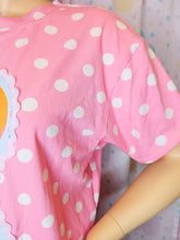 Load image into Gallery viewer, Pink white polka dot boxy top, Care Bears fairy spank kei t shirt size XL