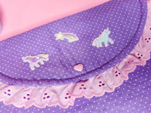 Load image into Gallery viewer, Purple unicorn polka dot purse, fairy spank kei pastel rainbow 80s